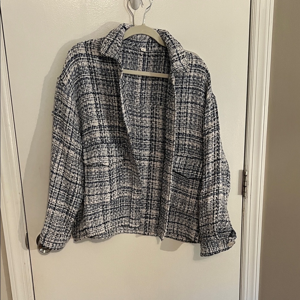 SHEIN Monochrome Checkered Blazer